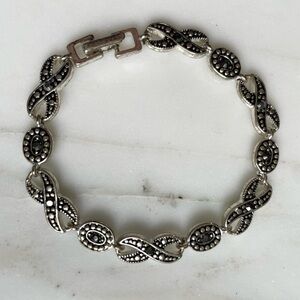 Infinity faux Marcasite Link Bracelet - Silver